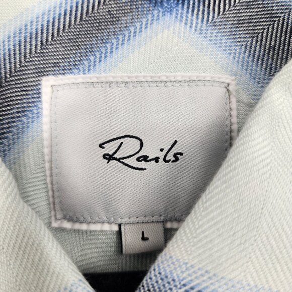 Rails Womens Hunter White Glacier Navy Plaid Rayon Button-Down Shirt Size Large - Picture 2 of 5